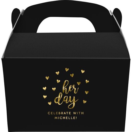 Confetti Hearts Her Day Gable Favor Boxes